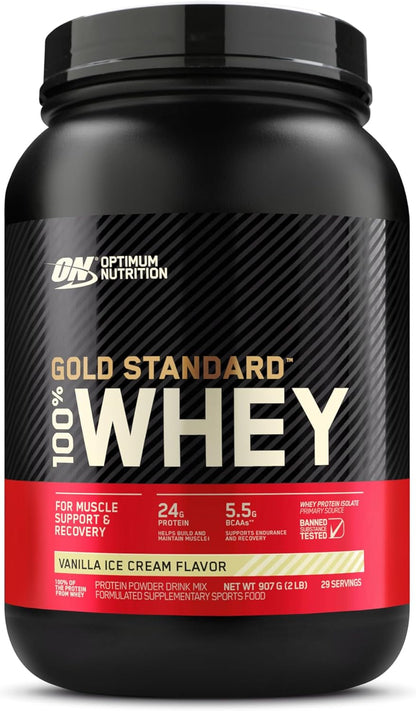 OPTIMUM NUTRITION Gold Standard 100% Whey Protein Powder, Banana Cream, 907g - [packaging may vary]