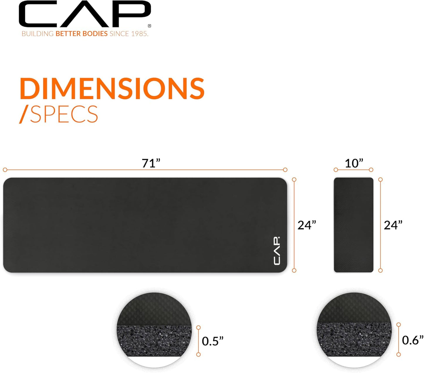 CAP Barbell Yogamatte mit hoher Dichte, 1,27 cm, mit Tragegurt | Mehrere Optionen