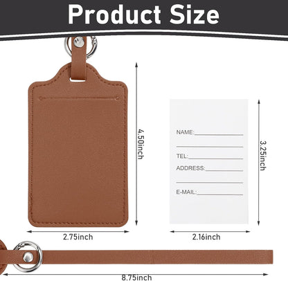 4 Pack Luggage Tag, Anyos PU Leather Travel Bag Labels Suitcase Baggage Tags with Name ID Card Privacy Protection