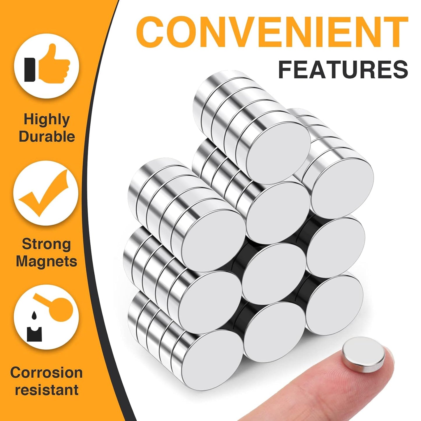 TRYMAG Klein 10x3mm 50 Stück Seltenerdmagnete, 50 Stück Winzige Runde Kühlschrankmagnete für Whiteboard, Kühlschrank, DIY, Küche, Büro