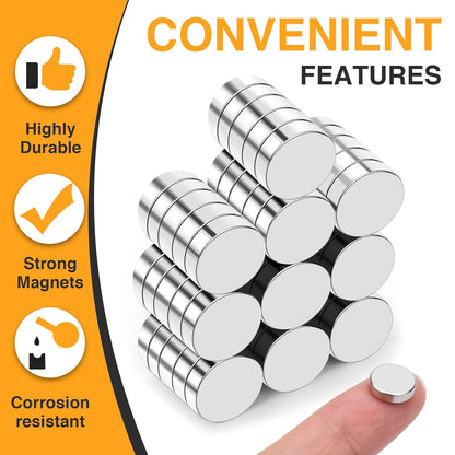 TRYMAG Klein 10x3mm 50 Stück Seltenerdmagnete, 50 Stück Winzige Runde Kühlschrankmagnete für Whiteboard, Kühlschrank, DIY, Küche, Büro