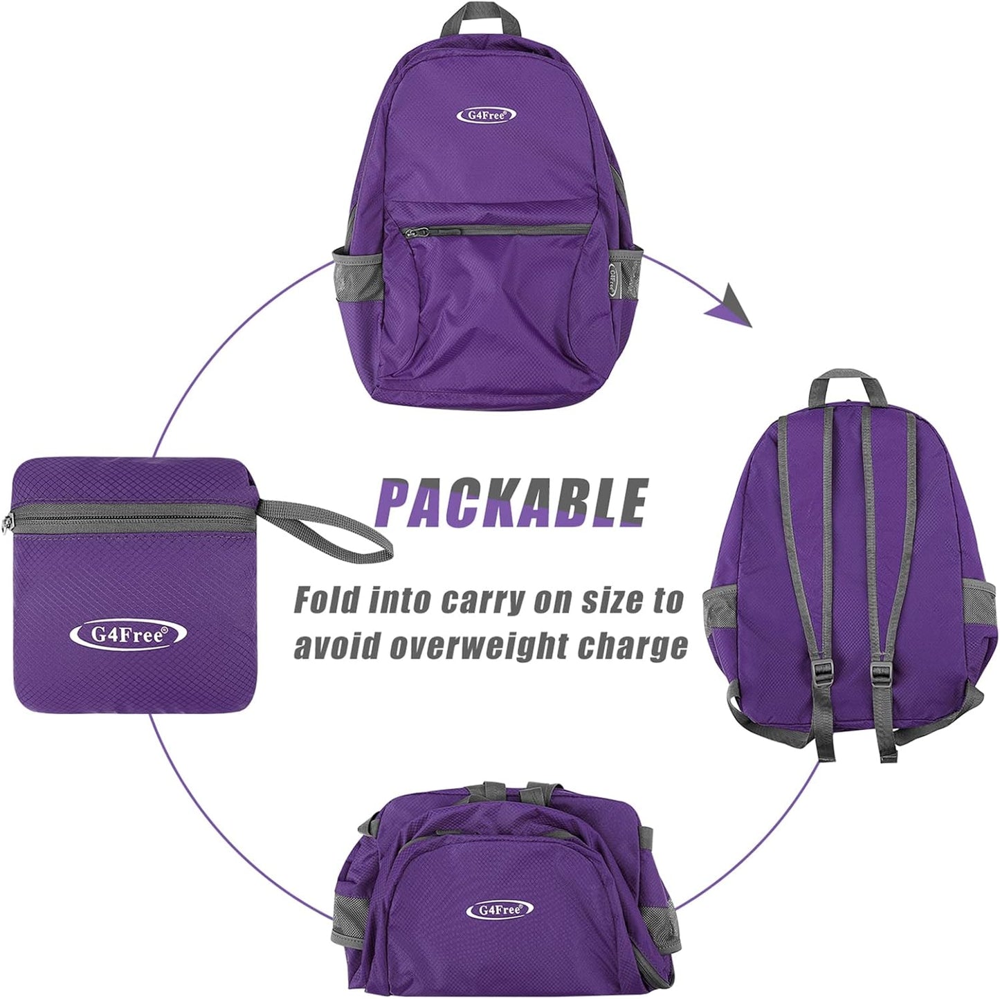 G4Free 20L Lightweight Packable Backpack Foldable Travel Hiking Daypack for Men and Women