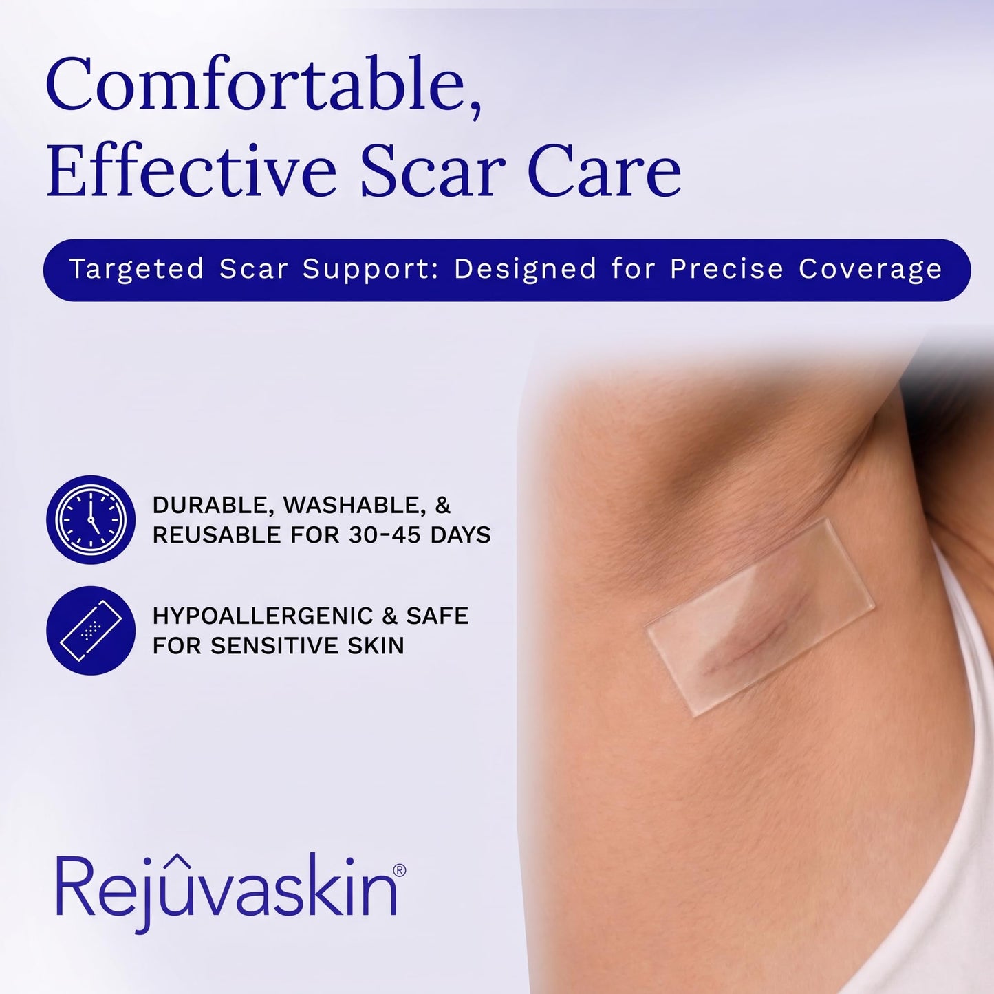 Rejuvaskin Scar Heal Kit for Breast Scars, Soften, Flatten, Reduce and Recover, Silicone Sheeting, RejuvaSil Gel & Medical Tape, Breast Anchor Pair