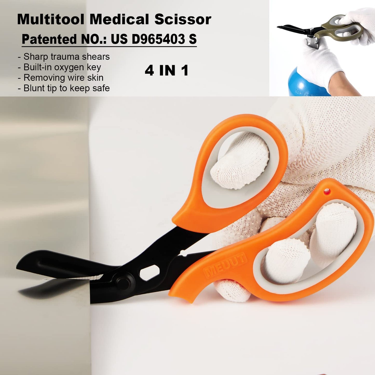 MEUUT 2 Pack Medical Scissors Trauma Shears for Left and Right Hand -Patented Bandage Scissors All Purpose with Non-Stick Blades, Surgical Grade Shears Stainless Steel EMT Scissors for Nurses EMT