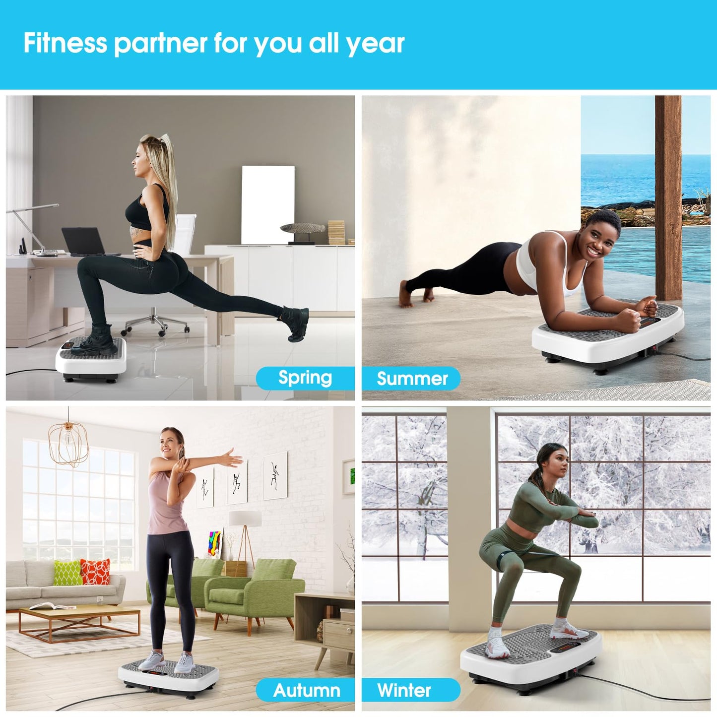 SoftGym Waver Vibration Plate Exercise Machine for Lymphatic Drainage Weight Loss,120 Speed Levels Vibrating Platform with Resistance Bands,Full-Body Workout Equipment for Muscle Activation
