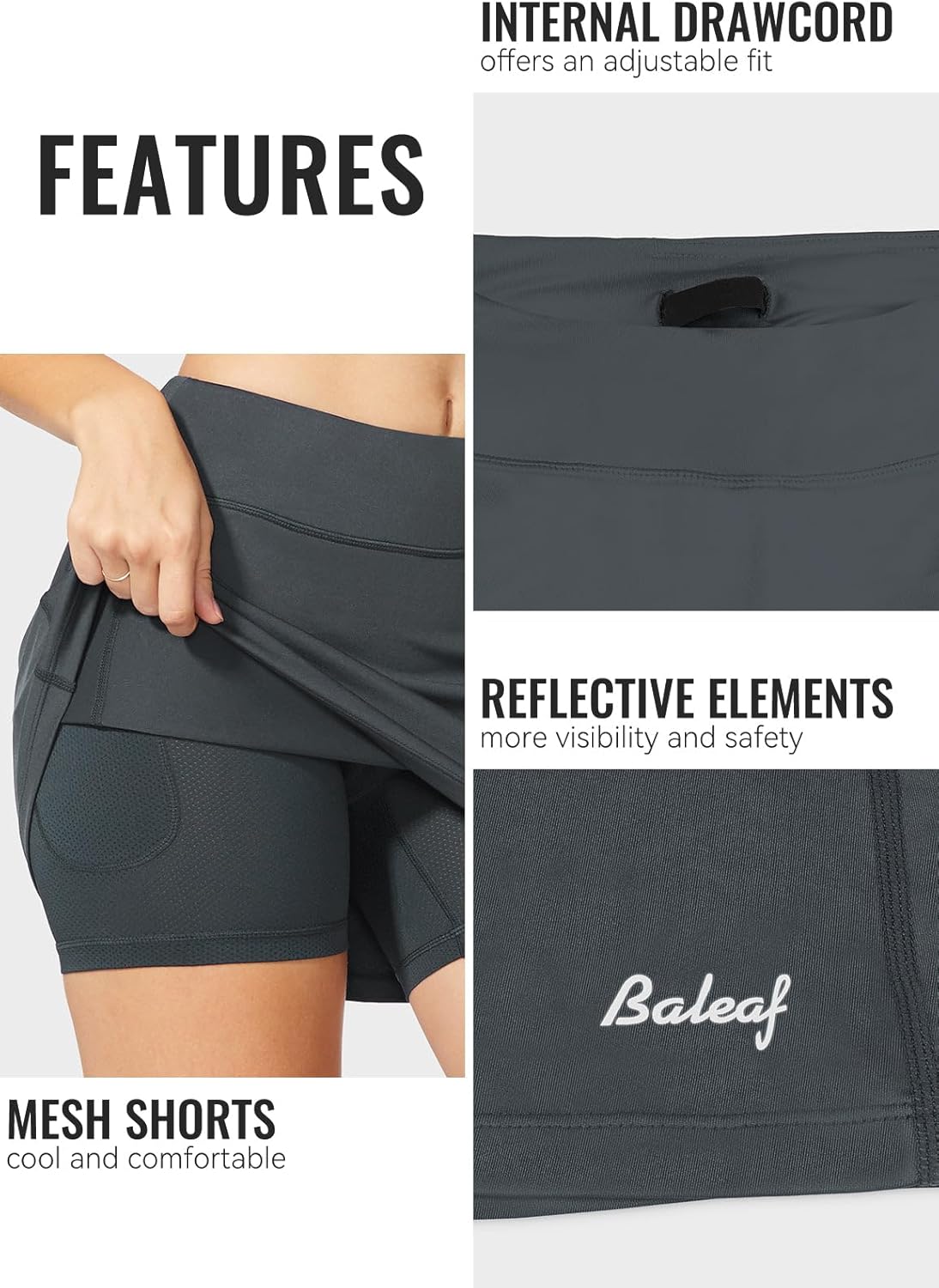baleaf Damen Tennis Golf Röcke Skorts mit Shorts Laufsport Stretch Athletic mit Innentaschen