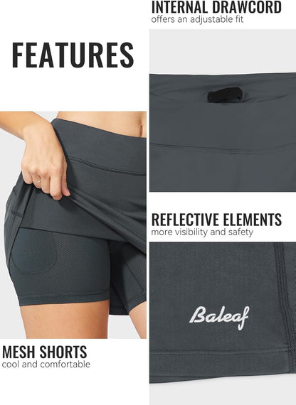 baleaf Damen Tennis Golf Röcke Skorts mit Shorts Laufsport Stretch Athletic mit Innentaschen