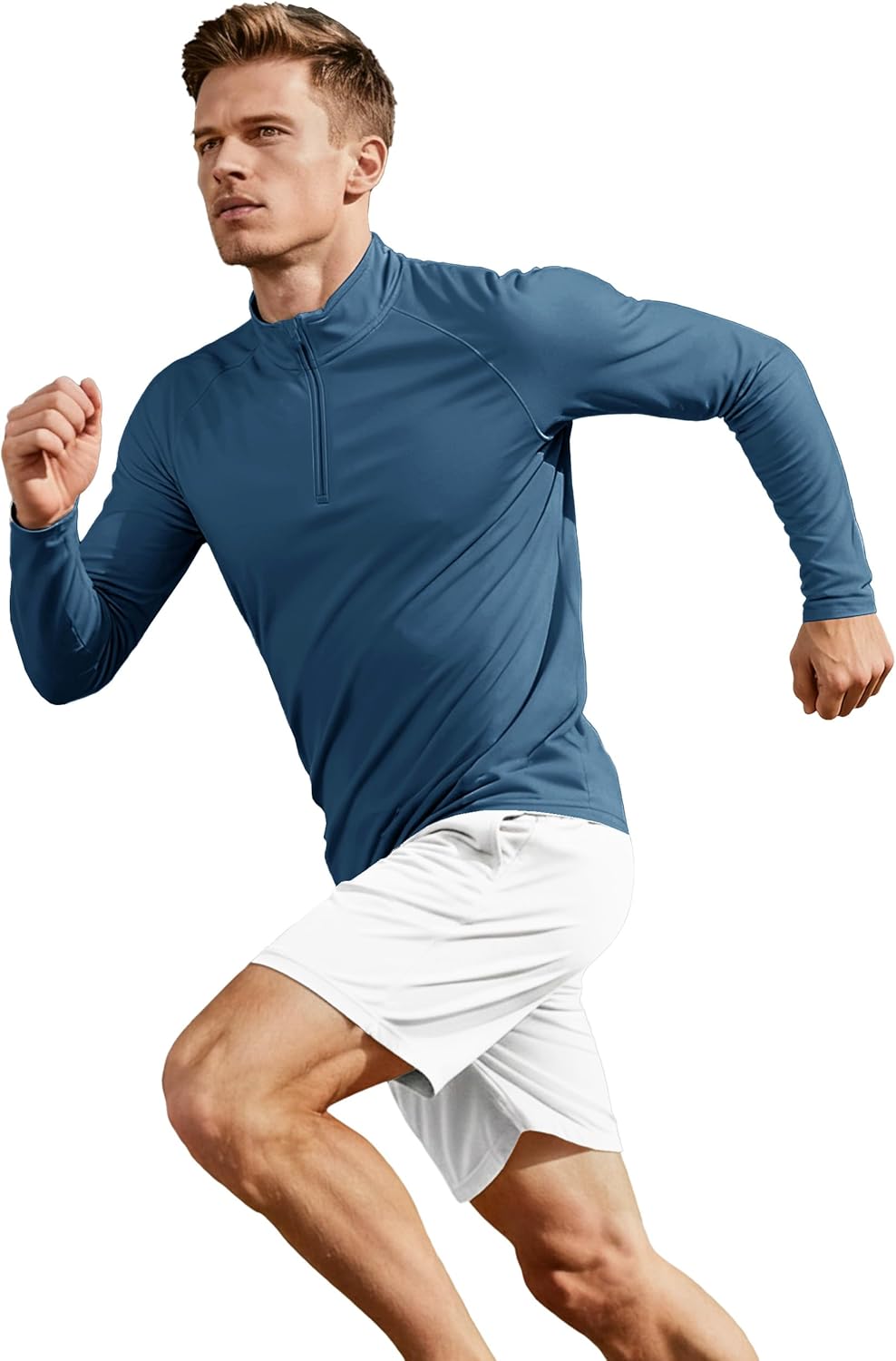 Boladeci Herren Langarm Sonnenhemd UPF 50+ UV-Schutz Viertelreißverschluss Schnelltrocknend Strand Angeln Golf Rash Guard Schwimmshirts