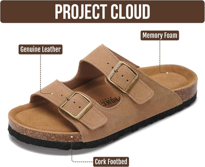 Step into Comfort: Project Cloud's 100% Genuine Leather Flat Sandals