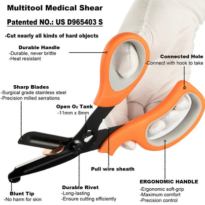 MEUUT 2 Pack Medical Scissors Trauma Shears for Left and Right Hand -Patented Bandage Scissors All Purpose with Non-Stick Blades, Surgical Grade Shears Stainless Steel EMT Scissors for Nurses EMT