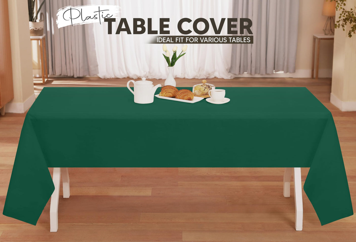Utopia Kitchen Einweg-Tischdecke aus Kunststoff (12er Pack – 137x274 cm) Weiß Rechteckige Tischdecke Wasserdicht Schmutzabweisend Party-Tischdecke