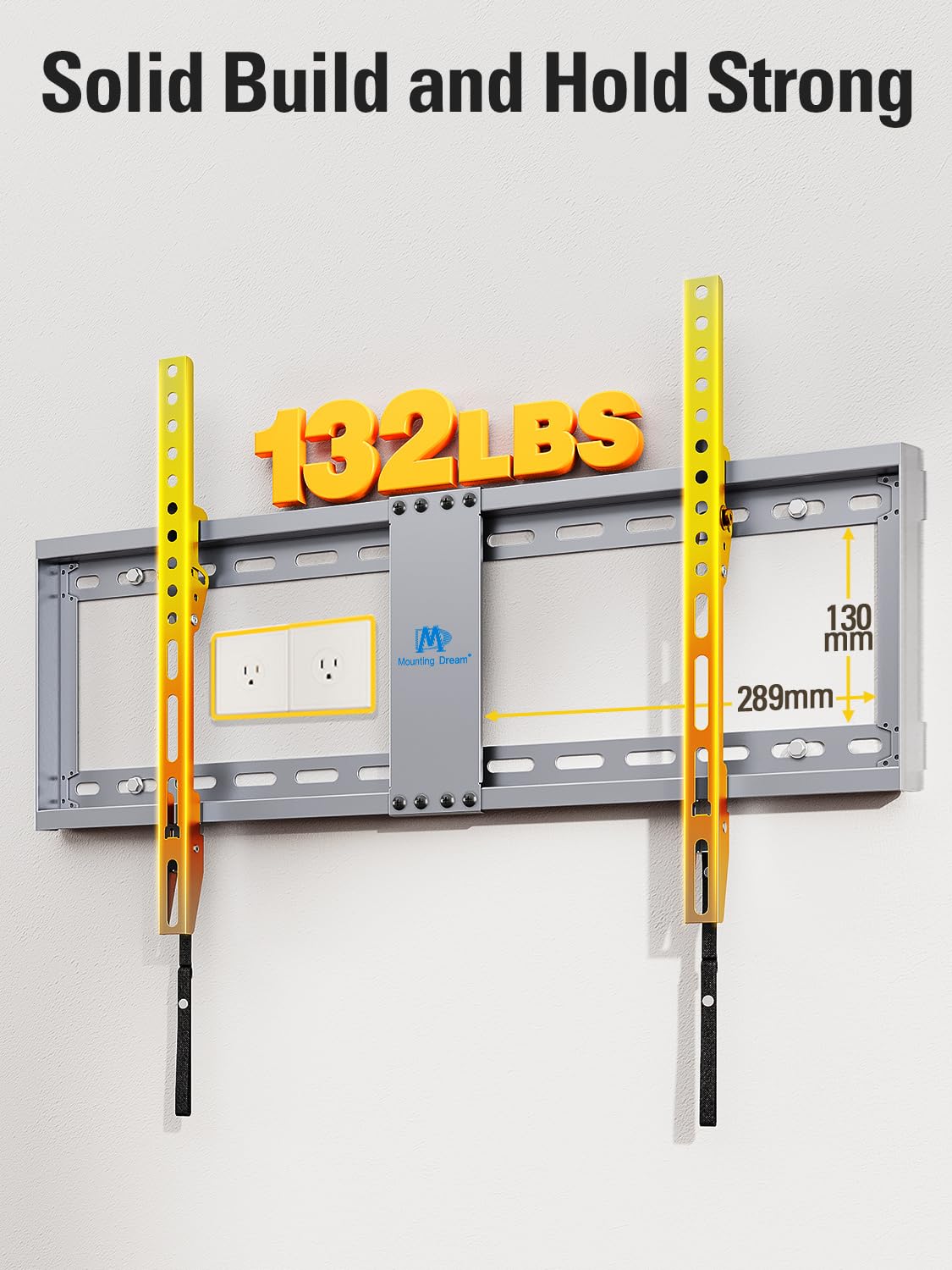 Mounting Dream TV-Wandhalterung für die meisten 37-75-Zoll-Fernseher, universelle neigbare TV-Halterung passend für 16", 18", 24" Ständer mit Tragkraft 132lbs, Max Vesa 600 x 400mm, flache TV-Wandhalterung mit niedrigem Profil