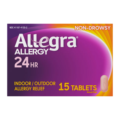 Allegra Adult 24-Hour Allergy Relief Tablets, Non-Drowsy Indoor and Outdoor Allergy Medicine, 180 mg Fexofenadine HCI Antihistamine Pill, 45-Count,(Pack of 2)