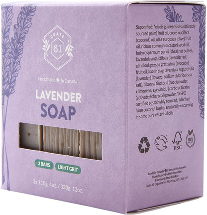 CRATE 61 ORGANICS Vegane Naturseife, handgemachte Seife mit hochwertigen ätherischen Ölen, kaltgepresst für Gesicht und Körper für Männer und Frauen, 3er-Pack (4 oz, Riegel) (Eucamint)