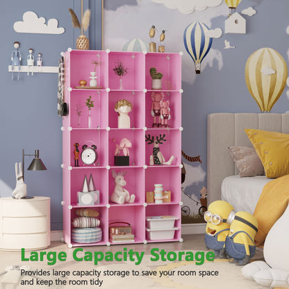 C&AHOME Cube Storage Organizer, 16-Cube Shelves Units, Plastic Storage Cubes, DIY Closet Organizer, Modular Closet Storage Shelves Ideal for Home, Bedroom, 48.4" L × 12.4" W × 48.4" H Black SUM3016H
