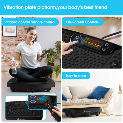 SoftGym Waver Vibration Plate Exercise Machine for Lymphatic Drainage Weight Loss,120 Speed Levels Vibrating Platform with Resistance Bands,Full-Body Workout Equipment for Muscle Activation