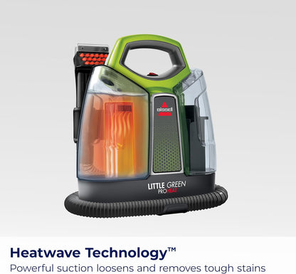 BISSELL Little Green Proheat Tragbarer Tiefenreinigungs-/Fleckenentfernungs-/Autoaufbereiter mit selbstreinigendem HydroRinse-Werkzeug für Teppiche und Polster, 2513E