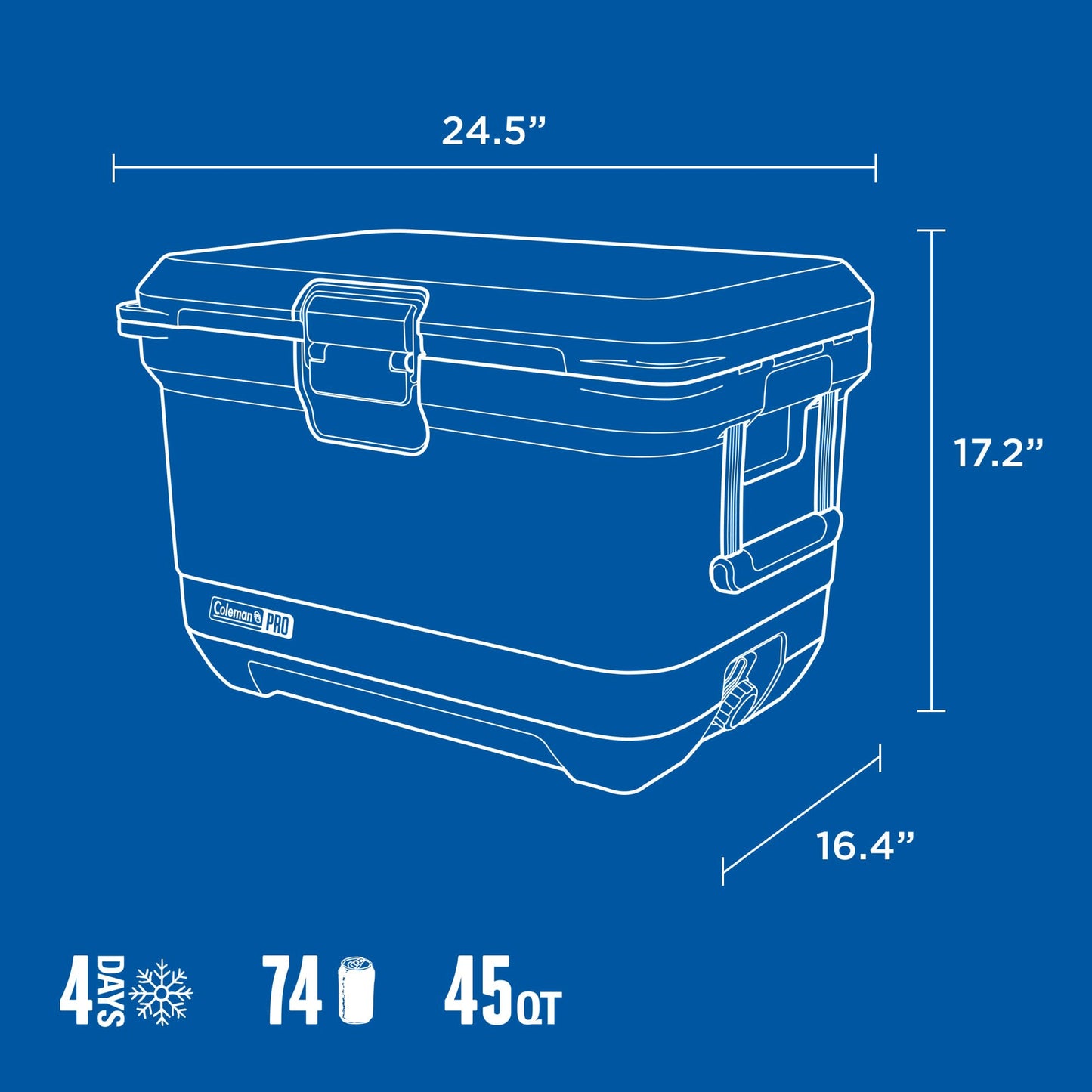 Coleman Pro Heavy-Duty 25qt Ultra-Light Premium Hard Cooler, Extra-Thick Insulation Keeps Ice up to 3 Days, 36-Can Capacity