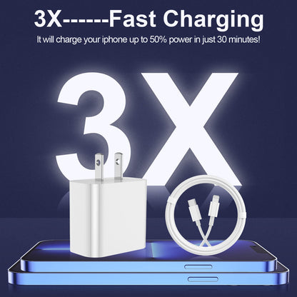 iPhone Ladegerät Schnelllade-2er-Pack Typ C Wandladegerät mit 2er-Pack [1,8 m & 3 m] langem USB C auf Lightning Kabel für iPhone 14/13/12/12 Pro Max/11/Xs Max/XR/X, AirPods Pro