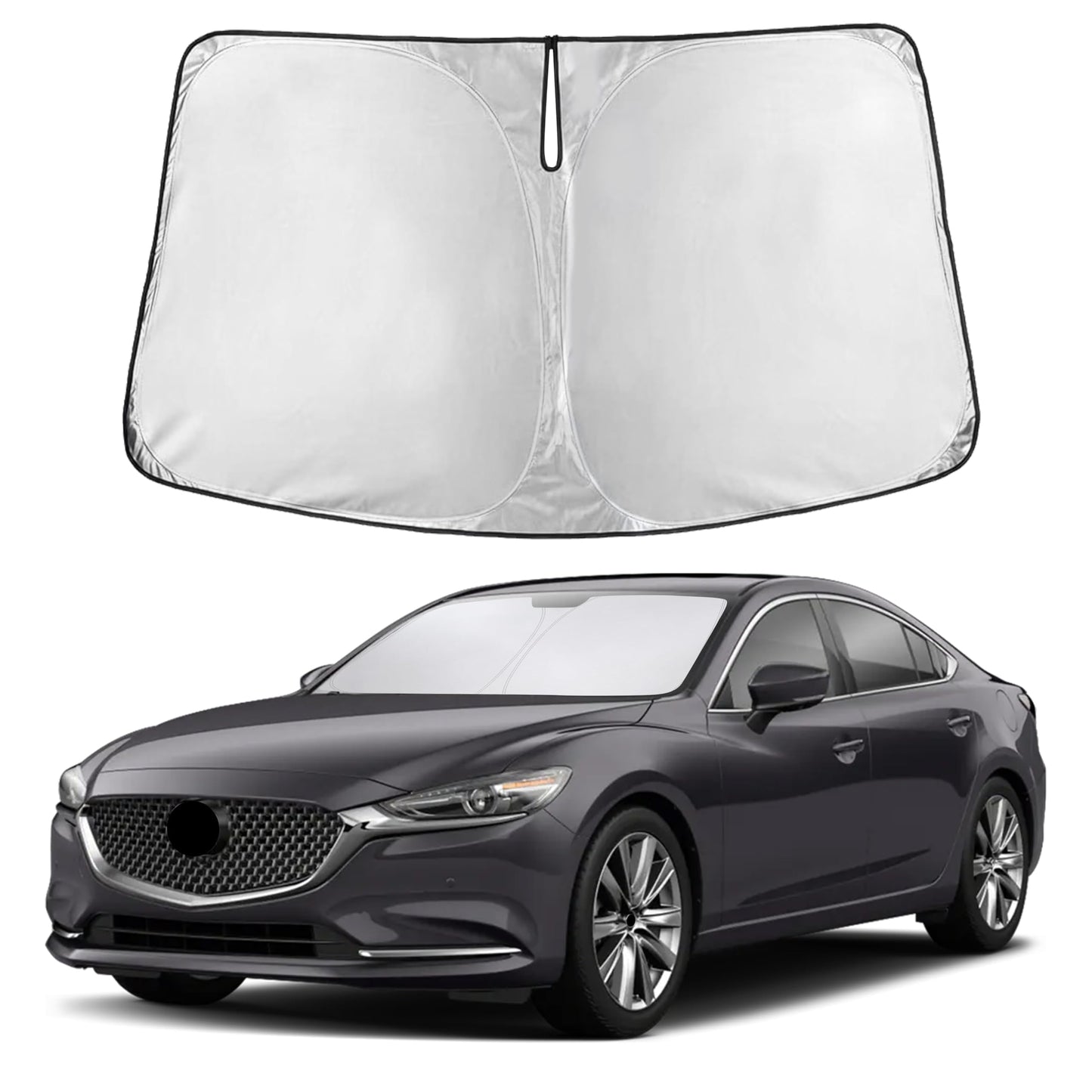 EcoNour Car Windshield Sunshade | Blocks 99% Heat & Keeps Interior Cool | Universal Fits Cars, SUVs, Trucks | Automotive Sun Screen, Visor & Car Accessories for Summer | Medium (64x32 Inches)