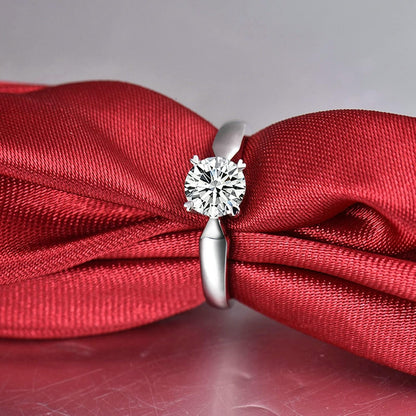 Aienid 18K White Gold Ladies Wedding Band 0.5ct Round Cut Diamond Promise Rings for Womens
