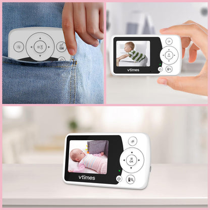 VTimes Baby Monitor with Camera and Audio, 6'' IPS Screen with 30-Hour Battery, Baby Monitor No WiFi Night Vision, ECO, 2-Way Audio, Pan-Tilt-Zoom, Baby Camera Monitor with 1000ft Range, Ideal Gift