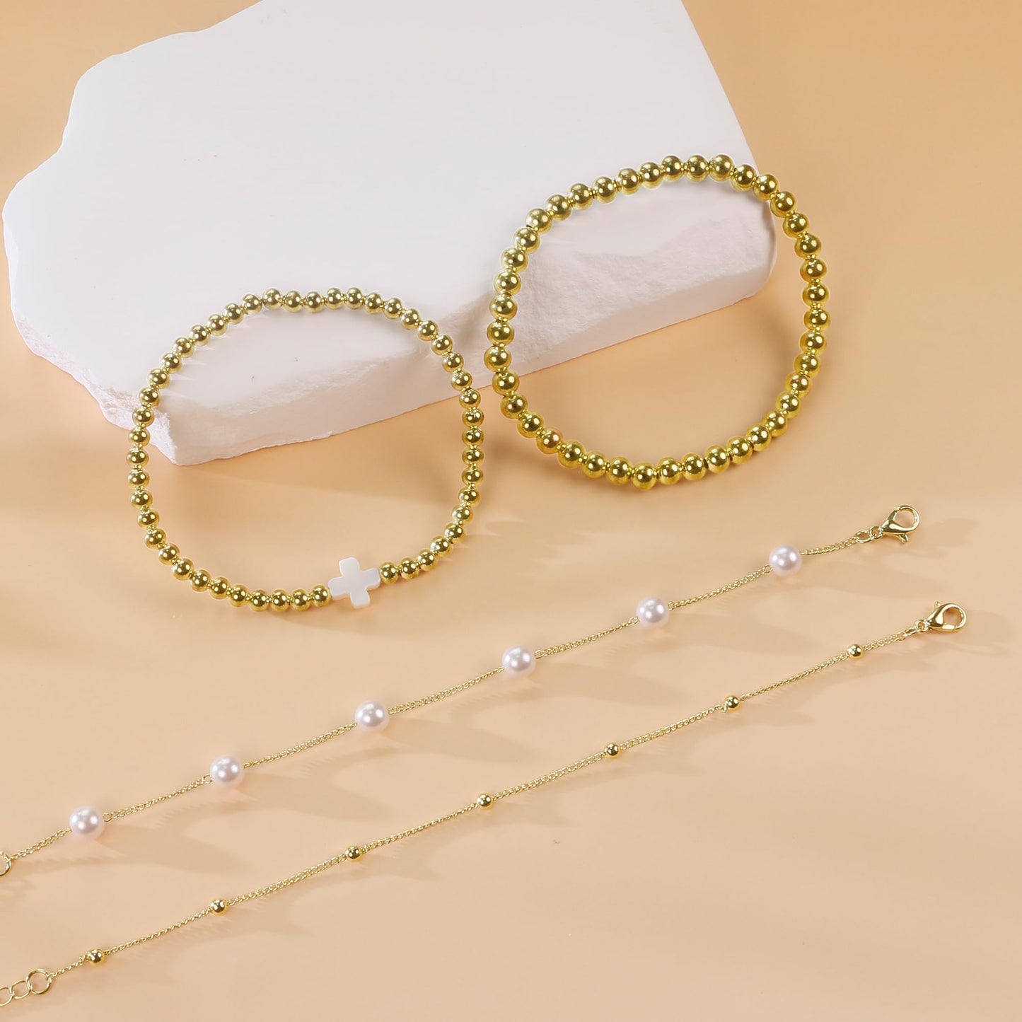 PEALICIOUS 2 STÜCK Gold Armmanschette für Damen, Arm Cuff Gold Minimalistisches Oberarmarmband für Mädchen, Stapelbare Armbandmanschetten, Verstellbare Armreifen Offen als Boho Valentinstag Schmuck Strand Sommer Geschenke