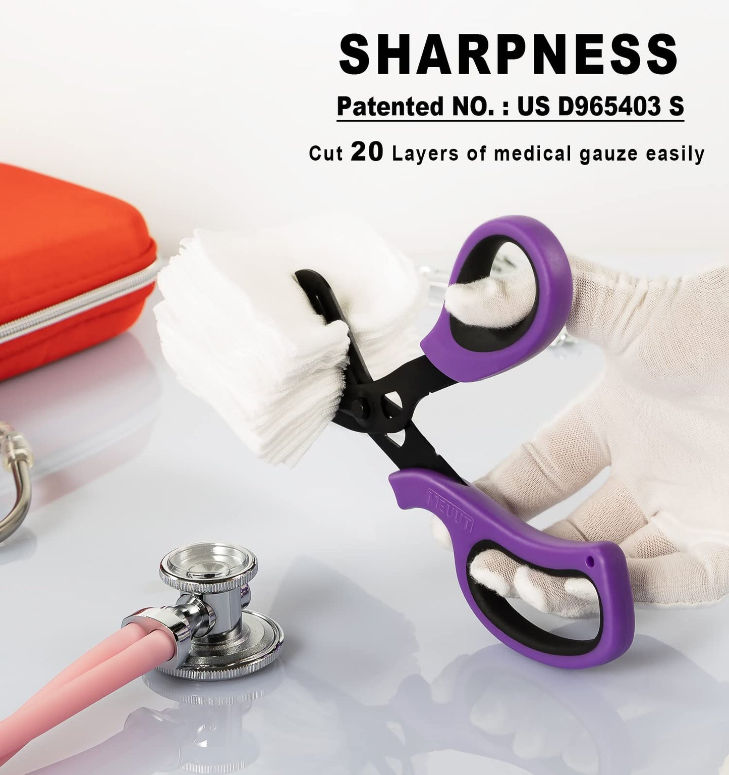 MEUUT 2 Pack Medical Scissors Trauma Shears for Left and Right Hand -Patented Bandage Scissors All Purpose with Non-Stick Blades, Surgical Grade Shears Stainless Steel EMT Scissors for Nurses EMT