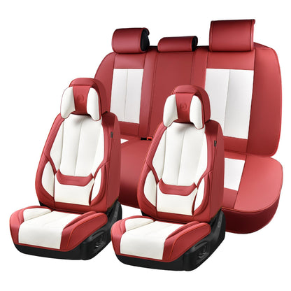 Coverado Car Seat Covers 5 Pieces, Full Set Universal Seat Covers for Cars, Waterproof Nappa Leather Auto Seat Protectors with Head Pillow, Car Interiors Fit for Most Sedans SUV Pick-up Truck, Black