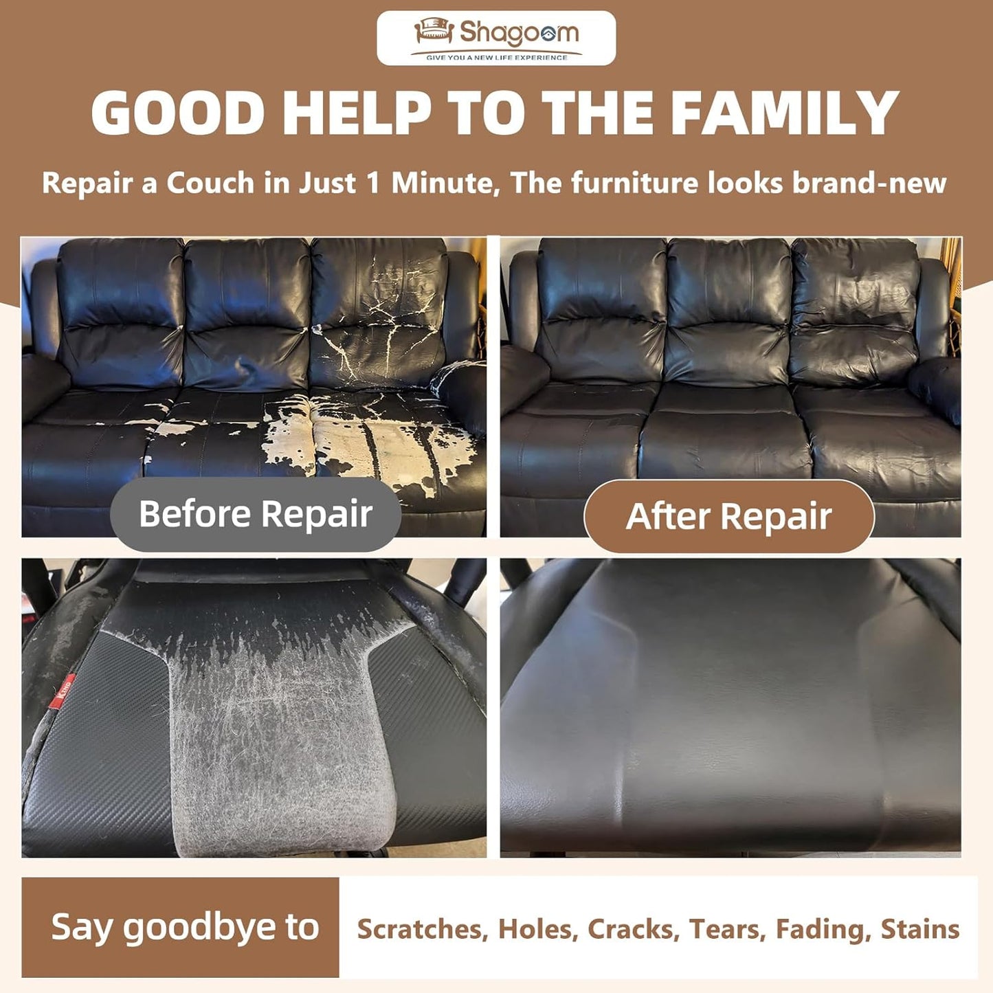 Lederreparatur-Set, 43x200 cm selbstklebender Lederflicken wasserdicht, DIY große Vinyl-Flicken für Sofas, Möbel, Küchenschränke, Wände (Schwarz, 43x200 cm)