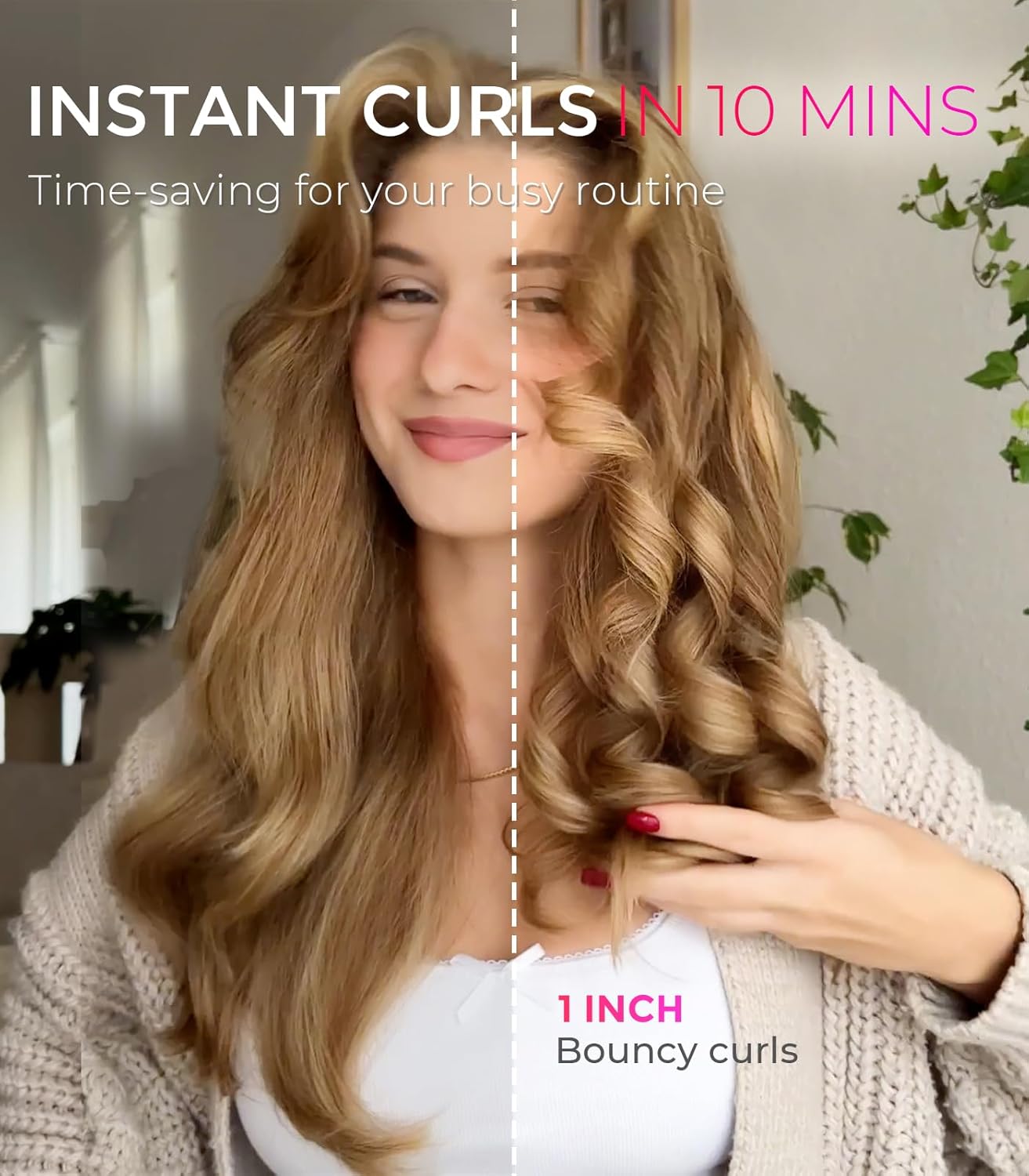TYMO CURLPRO Automatic Rotating Curling Iron - Beach Waves Curling Wand, Portable Hair Curler, 500 Million Ionic, Dual Voltage & Lightweight for Travel, Ceramic Coating, Metallic Gray 1 inch