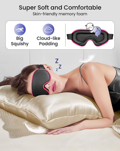 WAOAW Schlafmaske für Damen und Herren: Verdunkelungs-Augenmasken zum Schlafen – 3D atmungsaktive, weiche, bequeme Augenmaske für Reisen – verstellbare, lichtblockierende Nachtmasken zum Schlafen