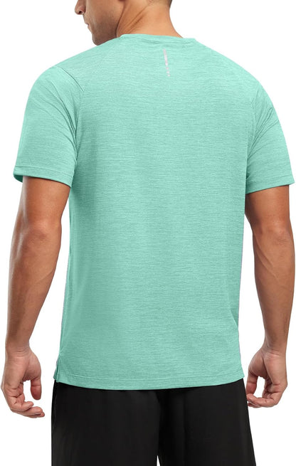 Rdruko Herren Kurzarm Trainingsshirts – Trockene Passform – Feuchtigkeitstransportierend – Für Laufen, Fitnessstudio, aktiven Sport