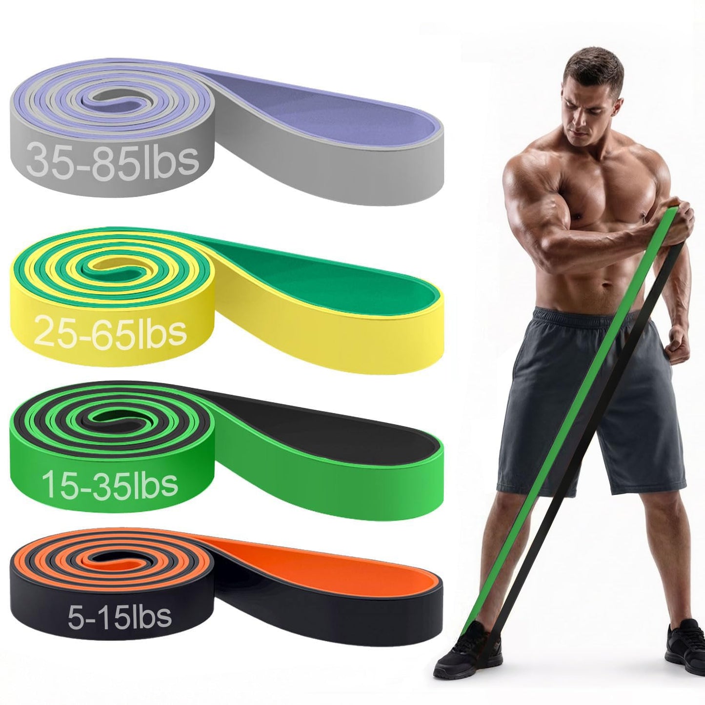 Pull Up Bands, Resistance Bands Set, Exercise Workout Bands for Men & Women, Ideal for Body Stretching, Physical Therapy and Muscle Training