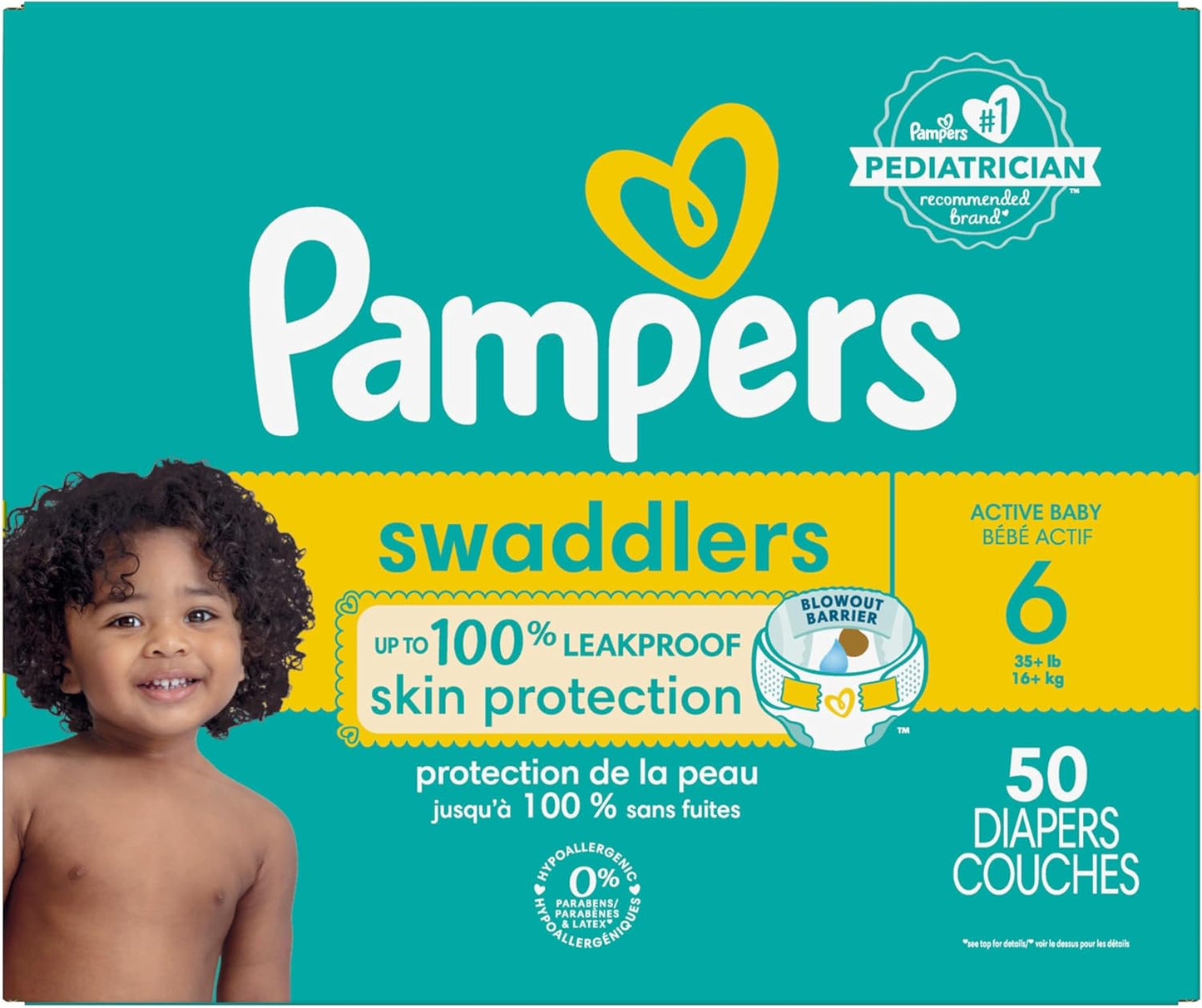 Pampers Swaddlers Windeln, Größe 0 (bis 4,5 kg), 84 Stück, Saugfähig, Hält Babys trocken und bequem, Hautverträgliche Einwegwindel