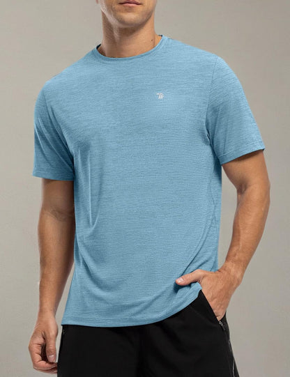 Rdruko Herren Kurzarm Trainingsshirts – Trockene Passform – Feuchtigkeitstransportierend – Für Laufen, Fitnessstudio, aktiven Sport