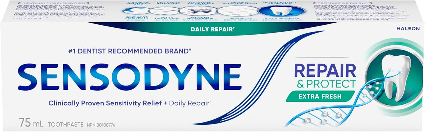 Sensodyne Repair and Protect Extra Fresh Toothpaste, Strengthens and Protects Sensitive Teeth, 75 mL (Packaging May Vary)