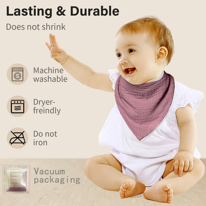 NISXABEBE Musselin-Baby-Lätzchen, 6er-Pack, Baby-Bandana-Spucktücher aus 100 % Baumwolle für Jungen und Mädchen, unifarbene Lätzchen für Spucken und Zahnen (Jungen)