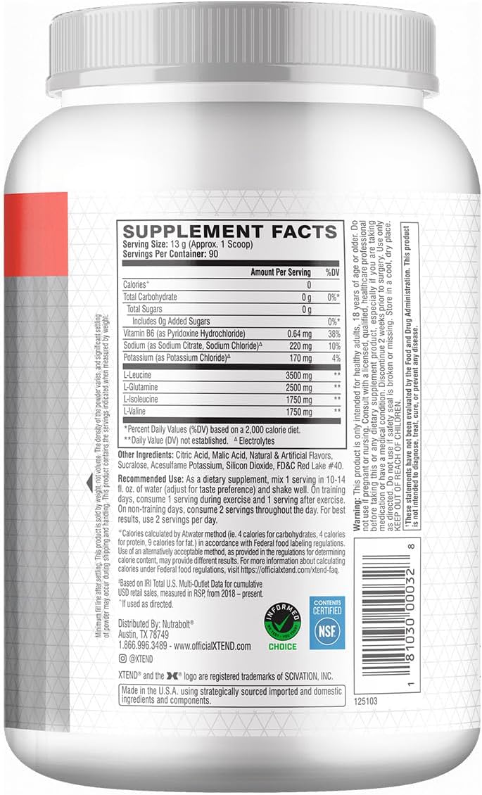 Scivation Xtend BCAA Powder, Branched Chain Amino Acids, BCAAs, Blue Raspberry, 30 Servings
