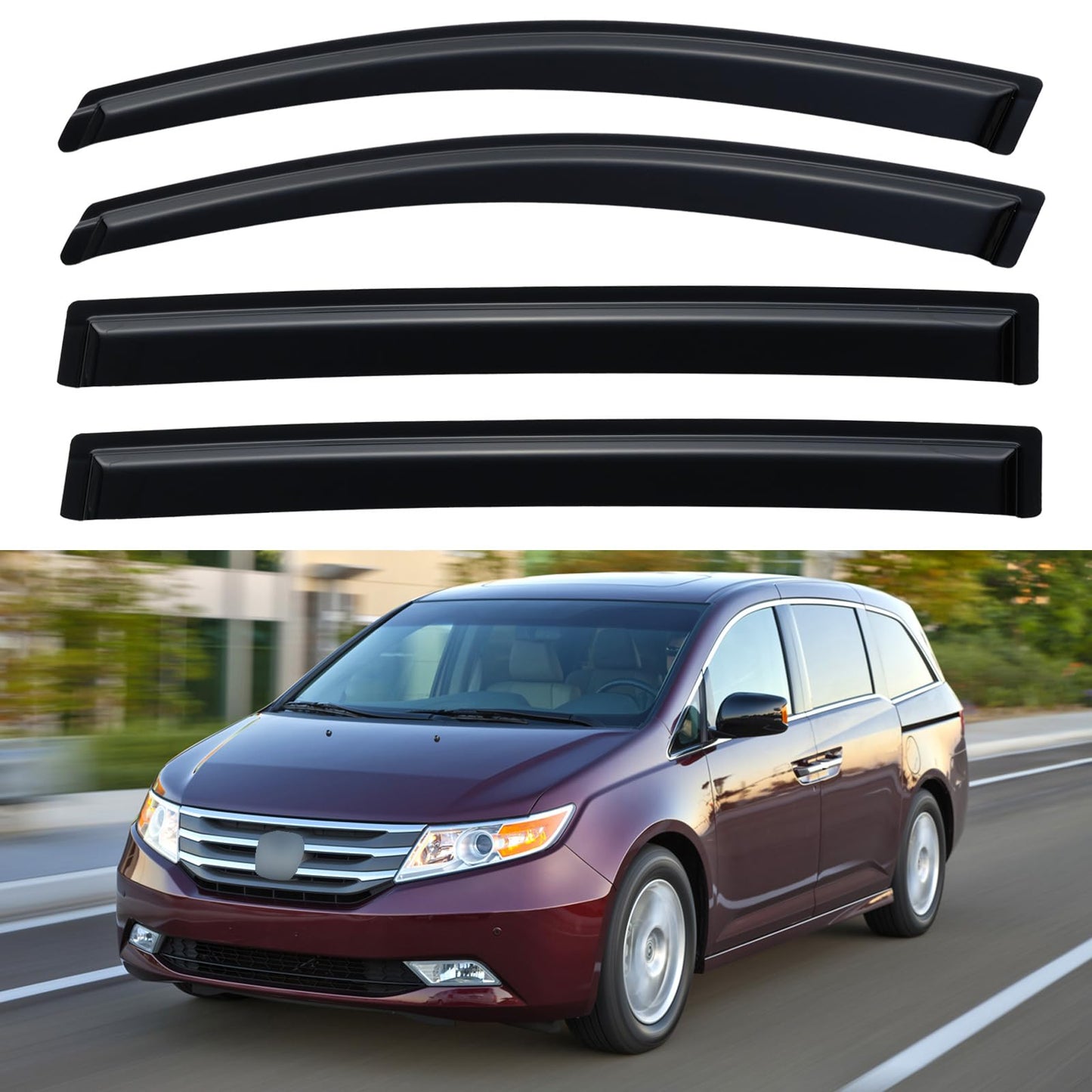 Window Visors Rain Guards for 2015-2026 Ford F150 SuperCrew & 2017-2026 F-150 Raptor F250 F350 F450 F550 Super Duty Crew Cab, Out-Channel Window Vent Deflectors Visors Shades Protectors