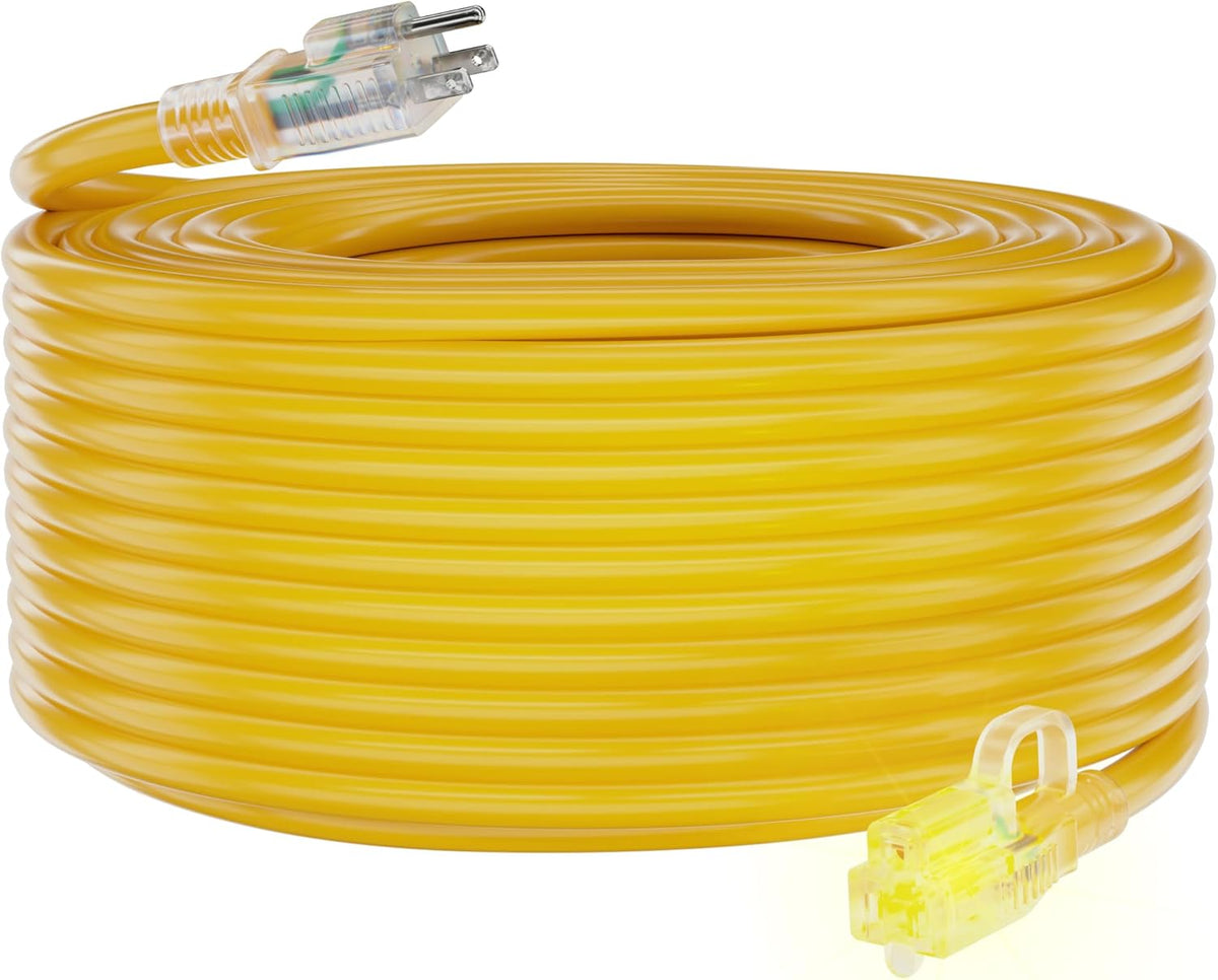 HUANCHAIN Indoor Outdoor Black Extension Cord 25 ft Waterproof, 16/3 Gauge Flexible Cold-Resistant Appliance Cable Outside, 13A 1625W 16AWG SJTW, 3 Prong Electric Cord, ETL