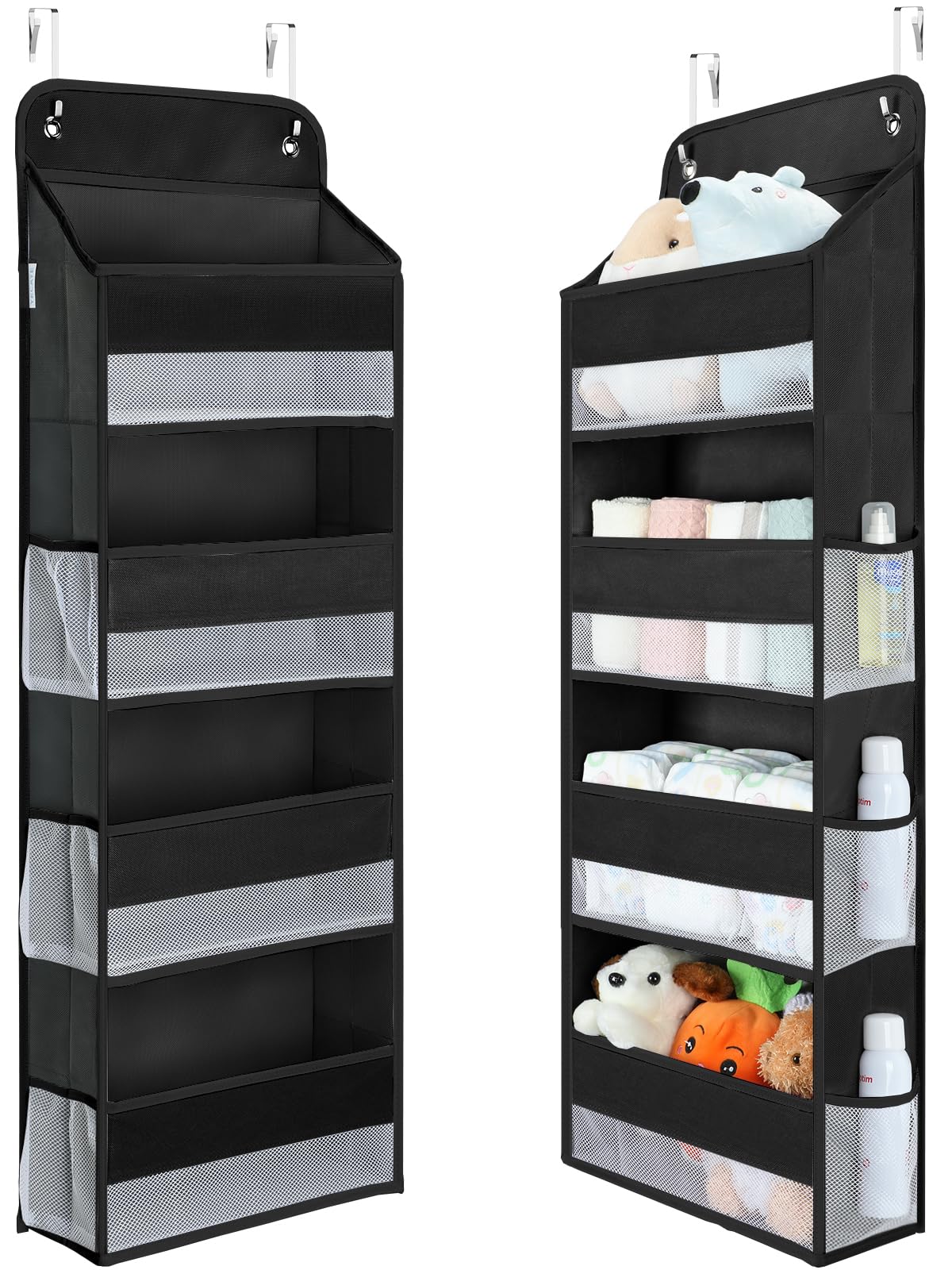 Yecaye 1 Pack Over the Door Organizer, 35.2lbs Load Toy Stuffed Animal Storage, Swing-proof Hanging Bathroom Organizers and Storage for Nursery Newborn Baby Essential Stuff Dorm Room Essentials