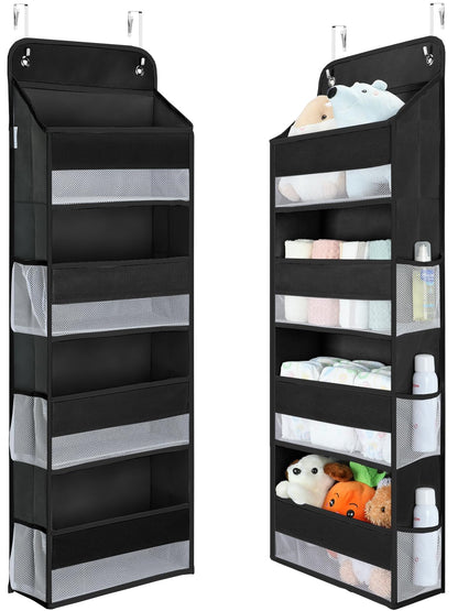 Yecaye 1 Pack Over the Door Organizer, 35.2lbs Load Toy Stuffed Animal Storage, Swing-proof Hanging Bathroom Organizers and Storage for Nursery Newborn Baby Essential Stuff Dorm Room Essentials