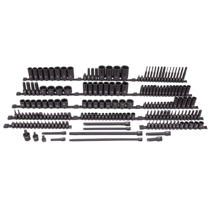 SUNEX Tools 80 Piece 3/8 in. Drive Master Impact Socket Set, Universal, Star, External Star, Extensions, Universal Joint, SAE and Metric, 8mm to 19mm and 5/16 in. to 3/4 in., CR-MO Steel, Model 3580