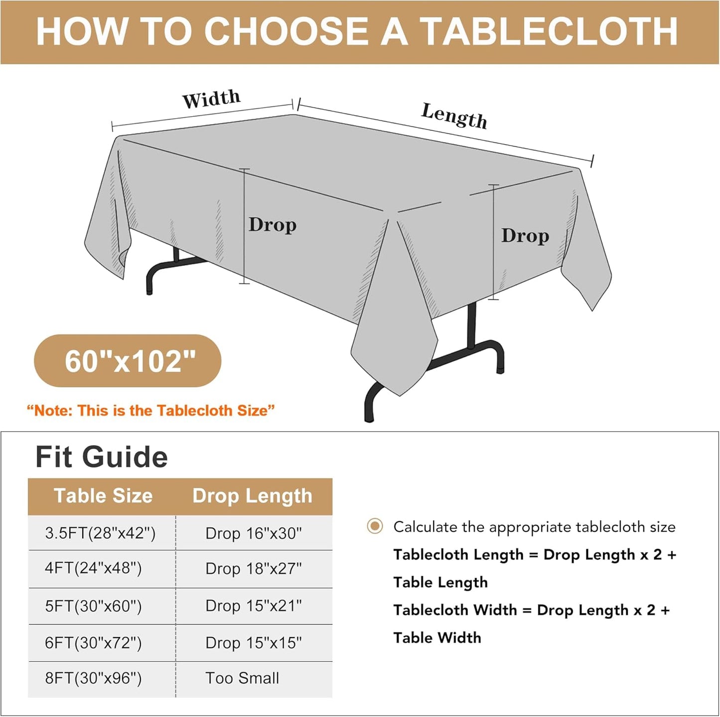 sancua 2 Pack Black Tablecloth 60 x 102 Inch - Perfect for Dining, Parties, and Camping