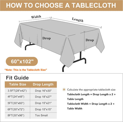 sancua 2 Pack Black Tablecloth 60 x 102 Inch - Perfect for Dining, Parties, and Camping