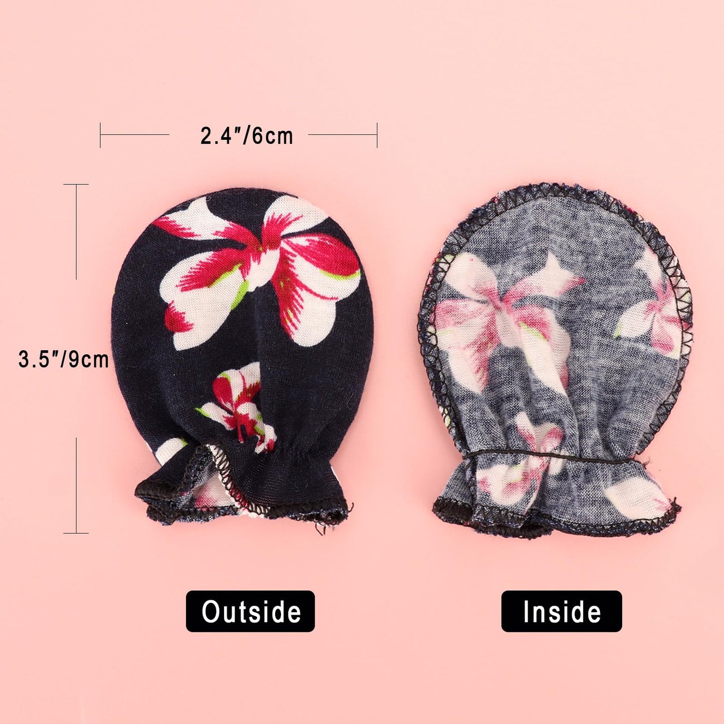 BQUBO Baby Fäustlinge Kratzschutz Handschuhe aus Baumwolle mit elastischem Bündchen Hypoallergen für Neugeborene und Babys von 0-6 Monaten Jungen und Mädchen