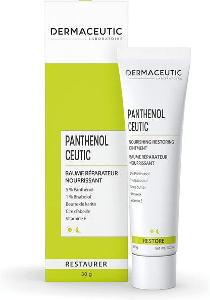 Dermaceutic Panthenol Ceutic - Nourishing Restoring Ointment with Panthenol, Shea Butter, Beeswax and Vitamin E - Immediate comfort for dry, sensitive and irritated skin - 30g