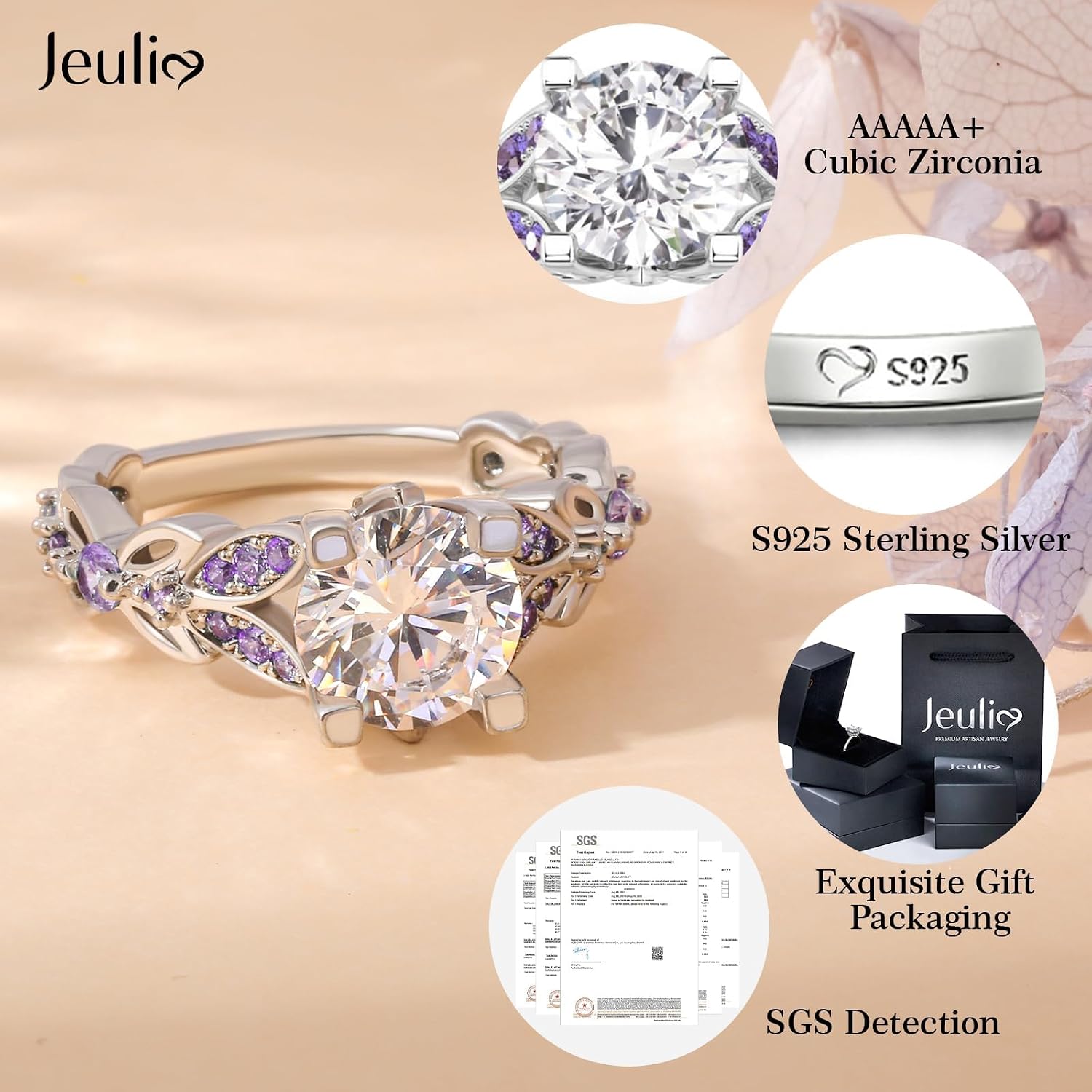 4.3 Carat Butterfly Ring 925 Sterling Silvers Crystal Ring Topaz Rings Bridal Rings Set for Women Wedding Engagement Promise With Jewelry Box
