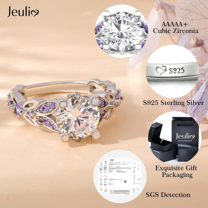 4.3 Carat Butterfly Ring 925 Sterling Silvers Crystal Ring Topaz Rings Bridal Rings Set for Women Wedding Engagement Promise With Jewelry Box